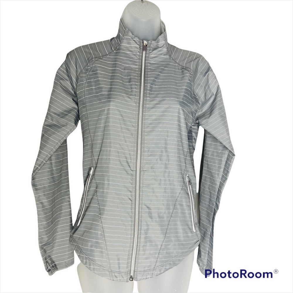 Athleta Women's Jacket Running Windbreaker Full Zip Elastic Cuff Gray Size XXS